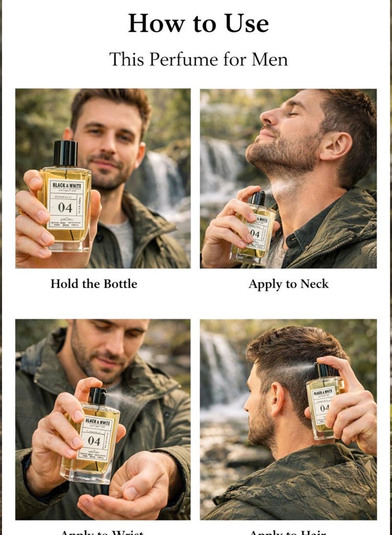 أوركيد عطر بلاك آند وايت إليمنت N.04 بور أوم أو دو بارفان 100 مل للرجال | عطر خشبي حمضي حار طويل الثبات بنفحات الهيل والبرتقال والبرغموت واللافندر مع قاعدة من الباتشولي - Image 3